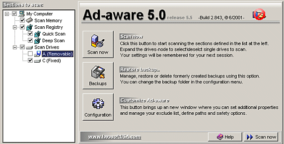 Ad-aware Initial Screen