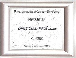 FACUG 2005 Newsletter Contest 1st Place Certificate