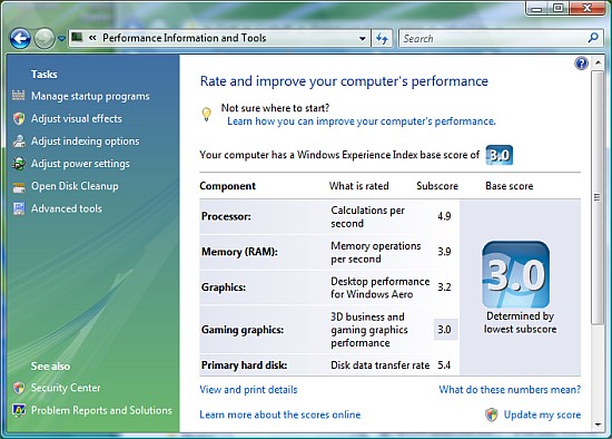 HPa1710n Windows Experience Index